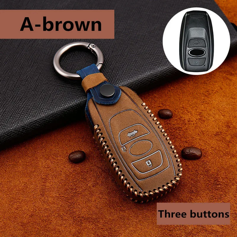 Leather Car Key Cover for Subaru Legacy XV Forester Outback BRZ SIT Accessories Auto Remote Key Shell Case Protector Covers