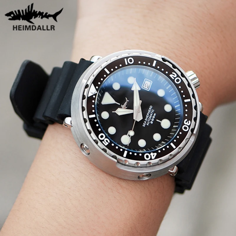 HEIMDALLR Tuna Men Diver Watces Japan NH36 Automatic Mechanical Watch 200M Water Resistance Sapphire Crystal Luminous Wristwatch