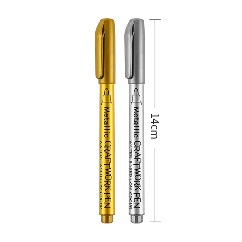 2 teile/los Wasserdichte Permanent Farbe Marker Stifte Gold Silber Für Zeichnung Studenten Schule Bürobedarf DIY Marker Kunsthandwerk Stift