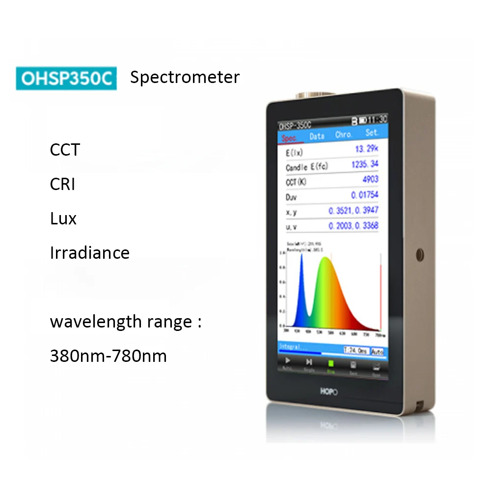 Hopoocolor Spectrometer CCT CRI Lux Spectrum test