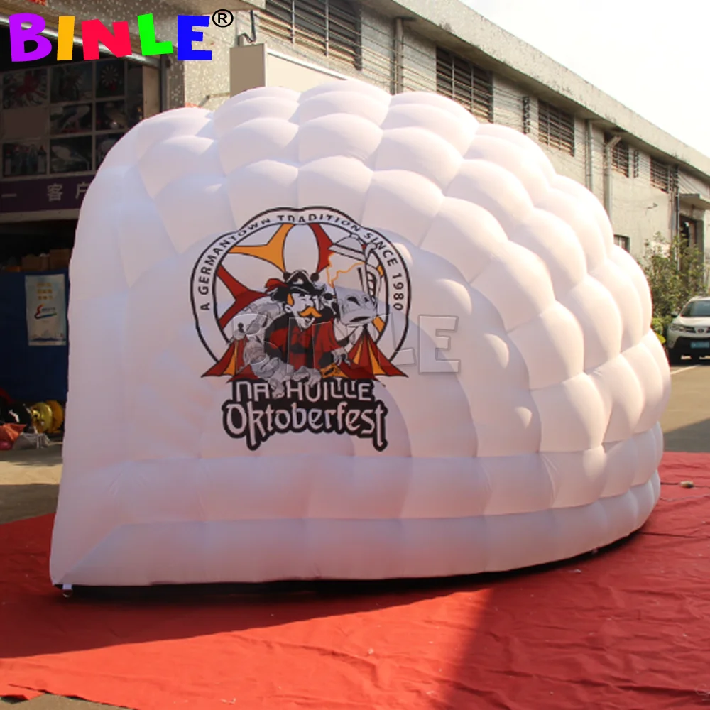 Exhibition Led Inflatable Half Dome Tent With LOGO Printings Blow Up Air Dj Booth Igloo Marquee For Party Show