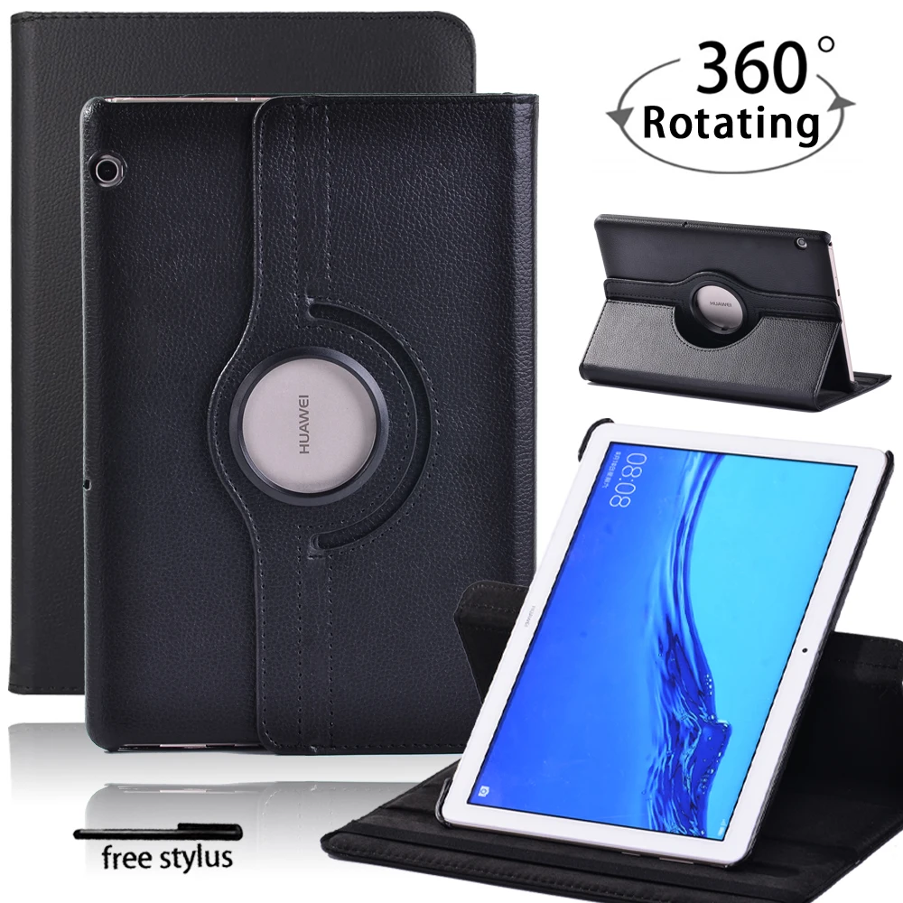 Skórzany pokrowiec na stojak 360 stopni obrotowy pokrowiec na tablet Huawei MediaPad T5 10.1 "obudowa ochronna na AGS2-W09/W19/L03/L09