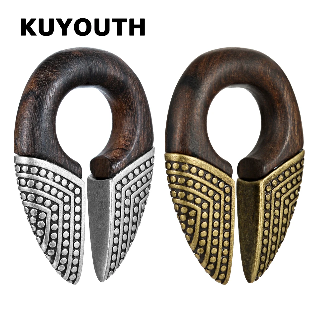 KUYOUTH Wood Bronze Ear Weight Expanders Body Jewelry Earring Gauges Stretchers 2PCS