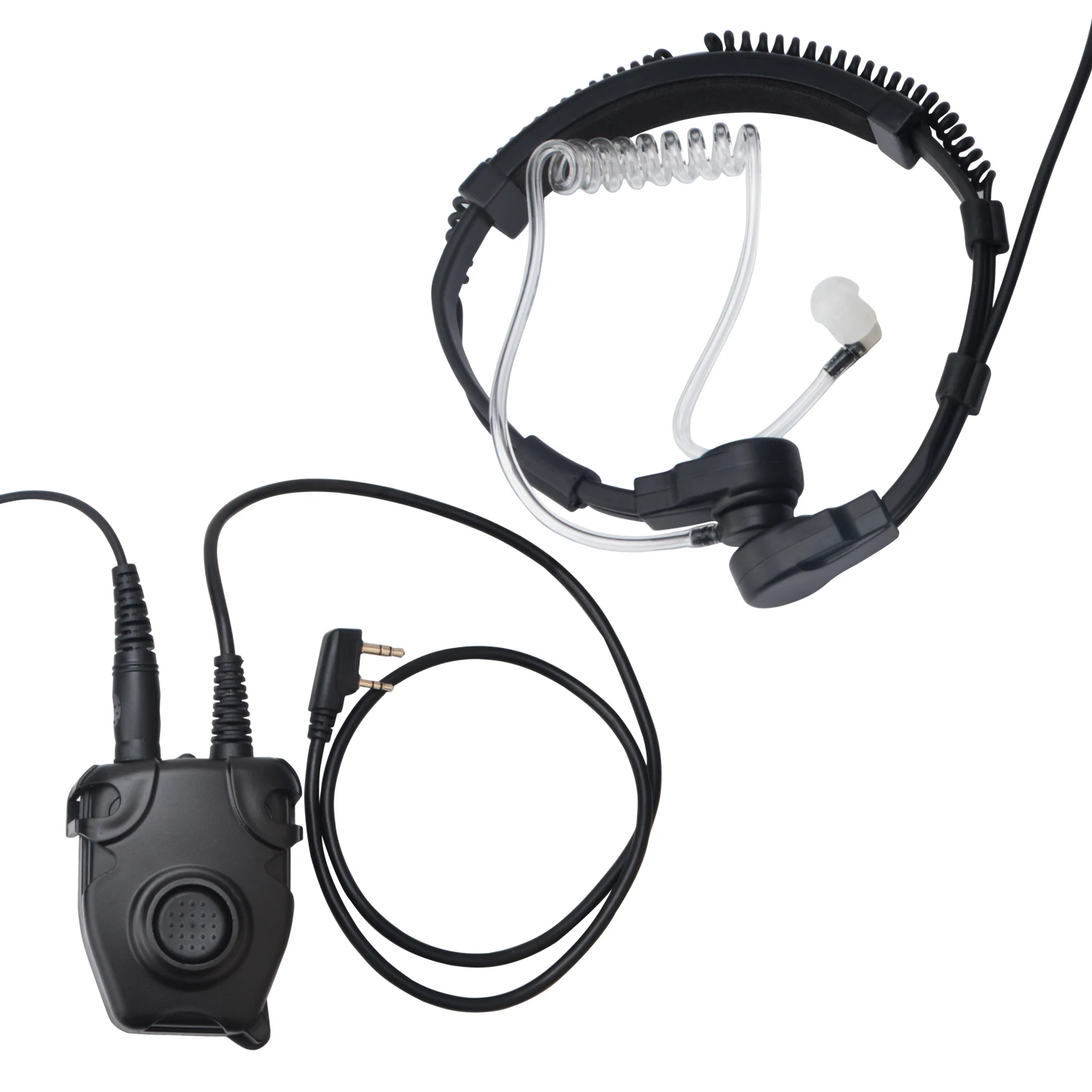 Neck-worn Acoustic Tube Conduction Tactical Headset Throat Vibration Mic with K Plug PTT Adapter Button for Baofeng