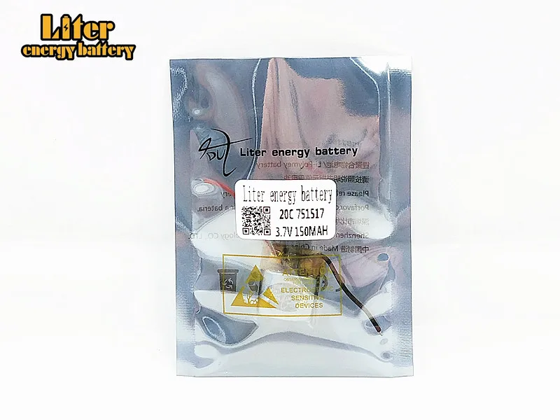 10Pcs/Lot 3.7V 150mAh 751517 lithium polymer battery CX-10 CX-12 JJ810 Remote Quadrocopter 3.7 V Lipo bettery 20c