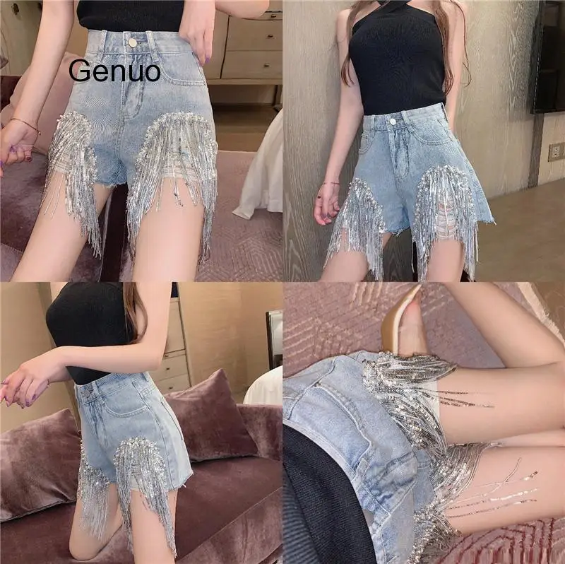 High Waist Jeans Shorts Women Summer Cotton Denim Shorts Harajuku Casual Gothic Blue 2020 Korean Fashion Spandex Shorts Femme