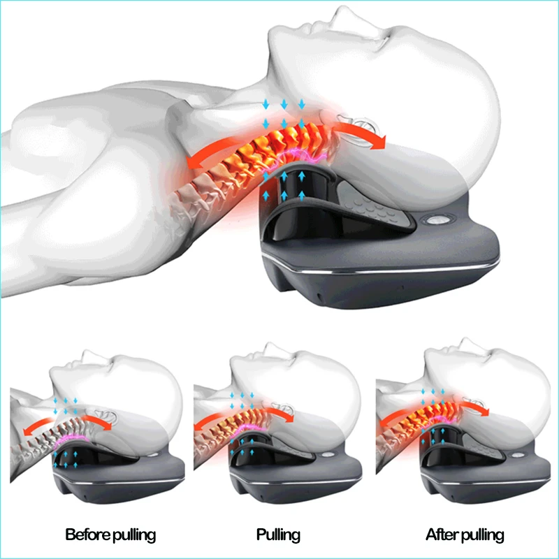 Cervical Traction Instrument Neck Pain Relief Massager Air Soft Brace Neck Warm Compress Cervical Disc Hernia EMS Therapy Device