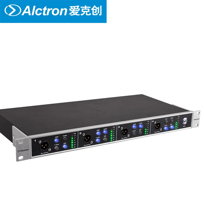 Alctron 4-channel active DI box PRO DI4 used in studio or stage performance,special designed to converts high-Z to low Z