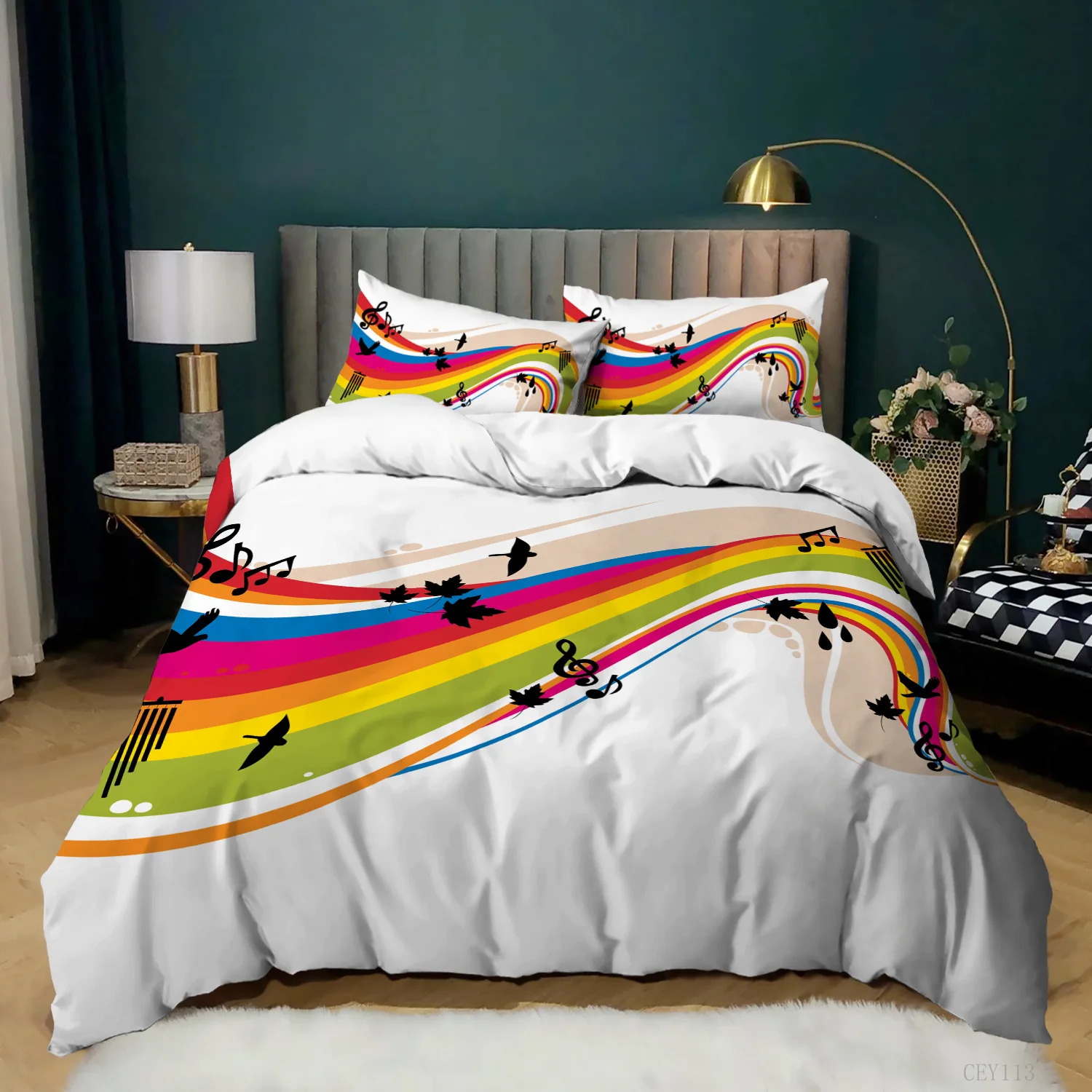 3D Piano Luxury 3D Music Dance Bedding Set Comfortable Duvet Cover Set Kids Bedding Set Queen and King EU/US/AU/UK Size