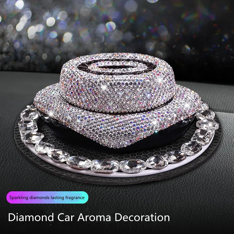 Colorful Rhinestones Diamond Light Fragrance Car Interior Ornament Aroma Perfume Bottle Car Decoration Gift