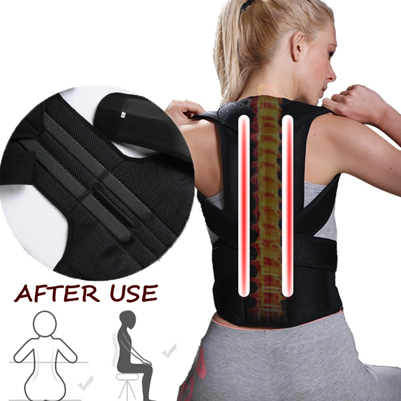 Adjustable Posture Corrector Back Support Shoulder Lumbar Brace Belt Support Corset For Men Women S-3XL Unisex