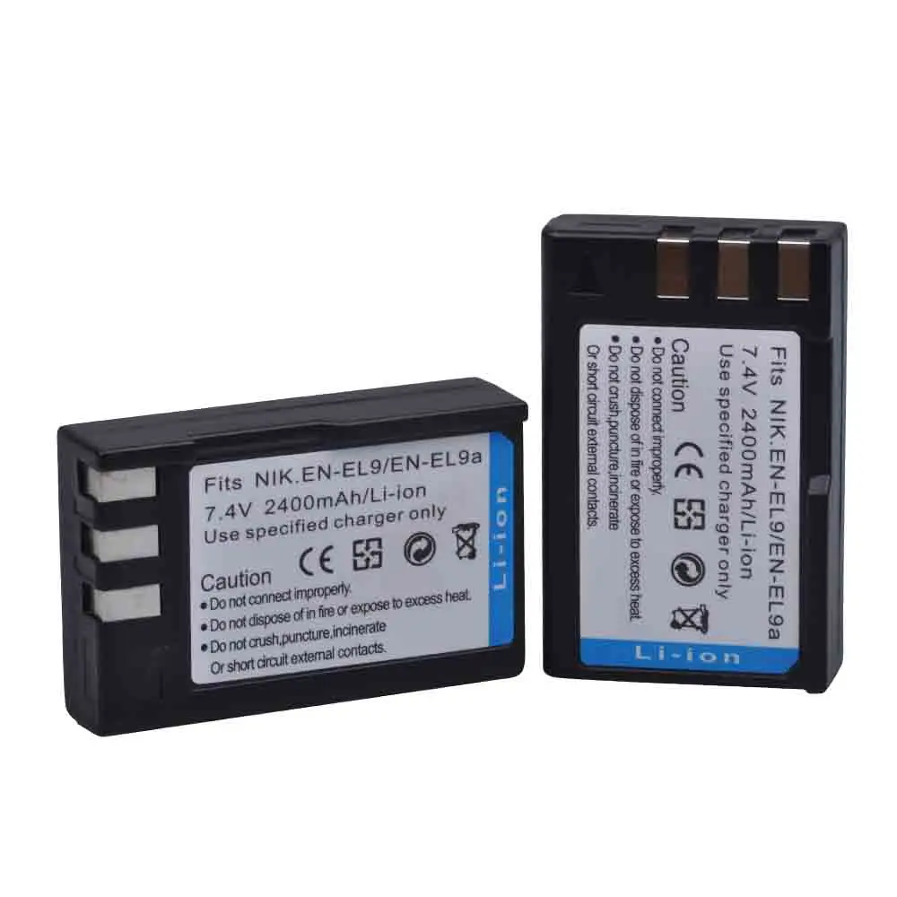 2pcs EN-EL9 EN-EL9A EN EL9 EL9A ENEL9 Batteries + LED Dual Charger for Nikon D40 D40X D60 D3000 D5000 Digital Camera