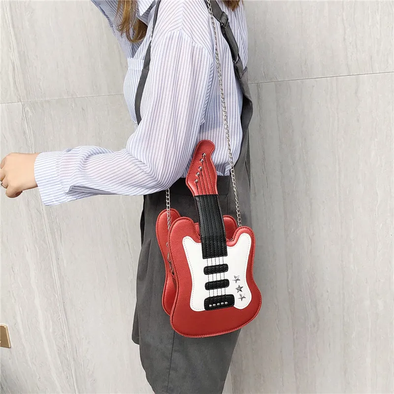 Bolso de hombro para mujer, bandolera con forma de guitarra, bonito bolso de mensajero de Pu con personalidad creativa, novedad de 2022