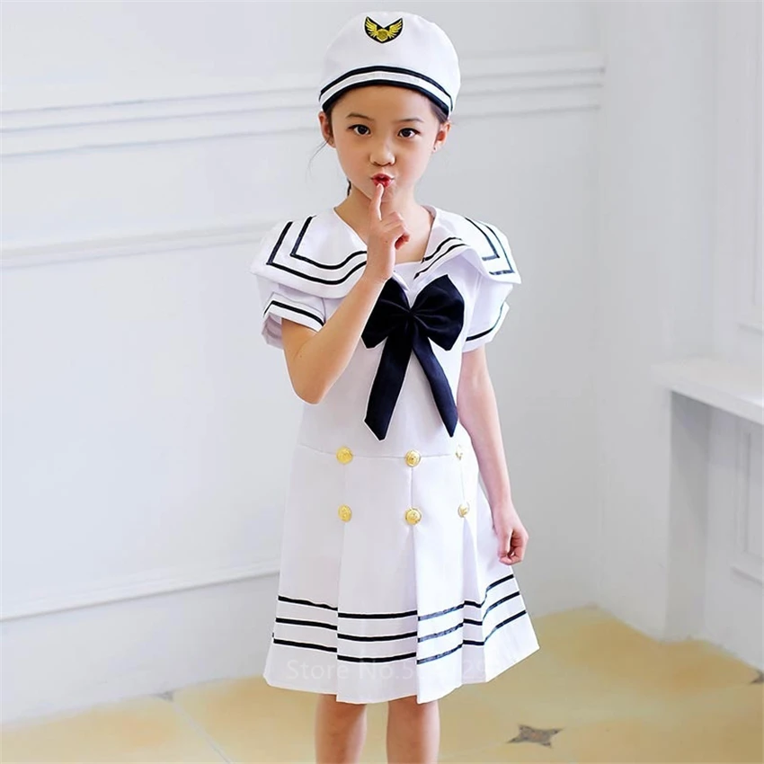 Uniforme per bambini capitano Navay ufficiale marinaio Costume ragazza ragazzo classico Halloween Cosplay esercito vestito fantasia carnevale