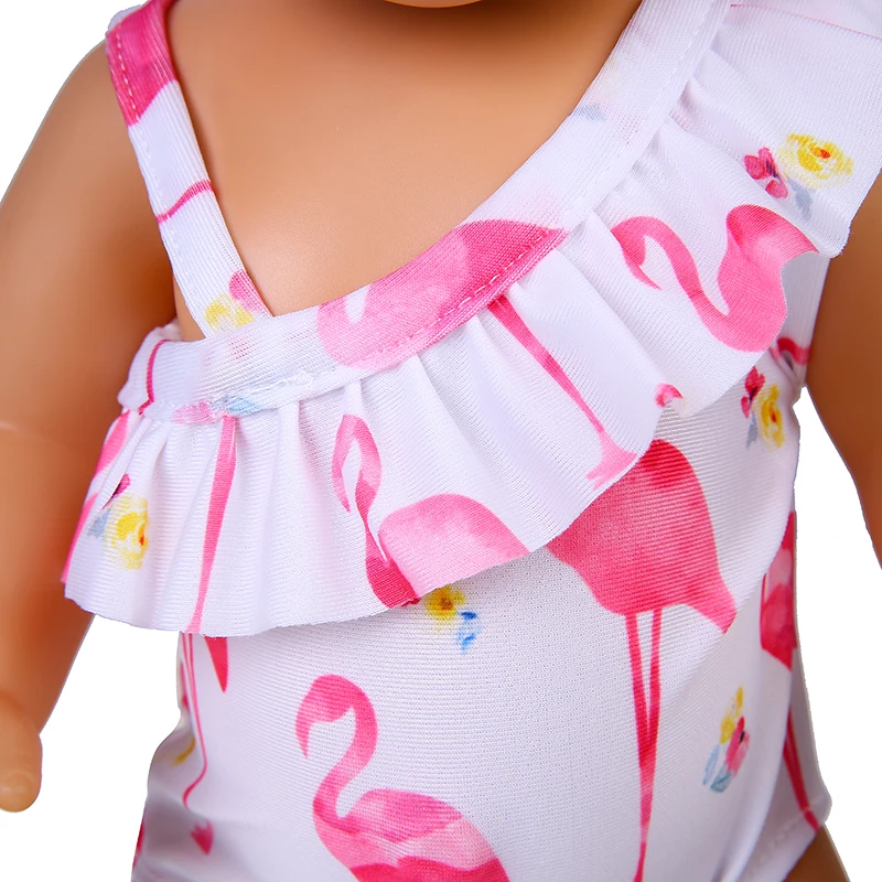 Baby Doll Summer Clothes for 43 cm Born Baby Doll Swim Clothes 17 Inch Toys for Girls Flamingo Swim American Girl Doll Bikini