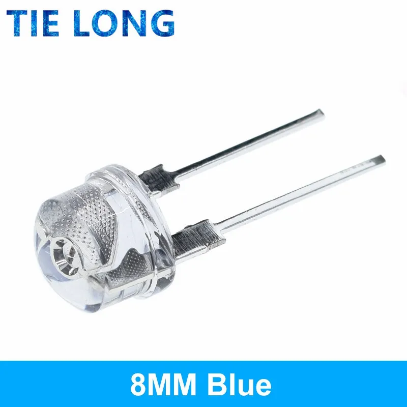 10 Chiếc Mới F8 8Mm 0.5W 3.0-3.2V Mũ Rơm LED Trắng Siêu Sáng Đèn LED góc Rộng Trong Suốt LED Strawhat LED