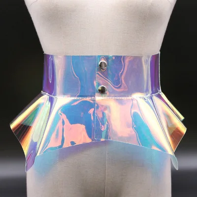 Sexy Women PVC colorful transparent Belt Dress Corset Belts Ruffle Skirt  Waistband Cummerbunds Female Dress Strap Girdle