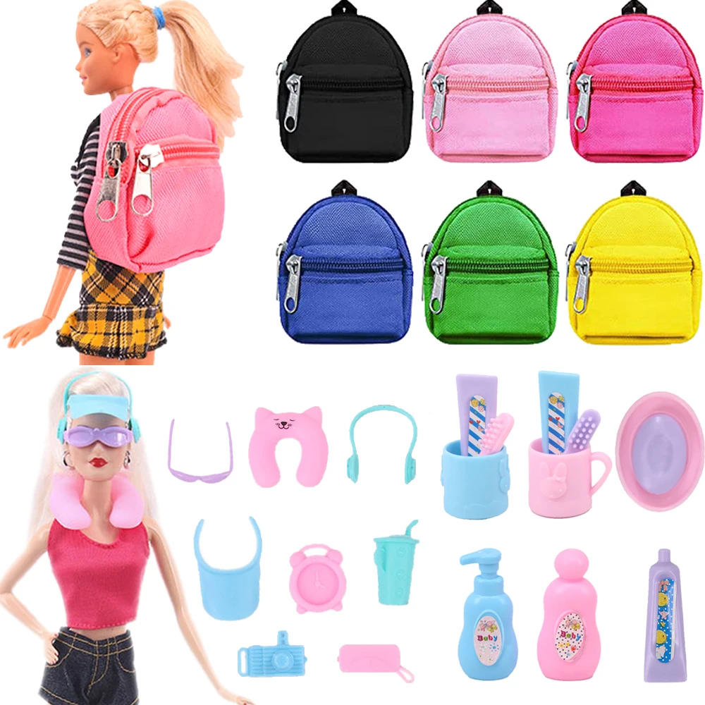 Doll Accessories Barbies Playset Multicolor Bags Toiletries Wash Playing Toy Fit 11.8Inch Barbies Doll House Decoration