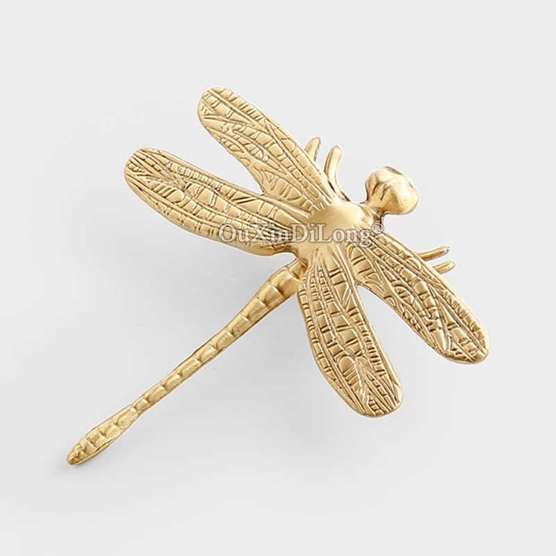 10PCS Solid Brass Dragonfly Furniture Pulls Handles Drawer Knobs Cupboard Wardrobe Closet Dresser Shoe Wine Cabinet Door Pulls