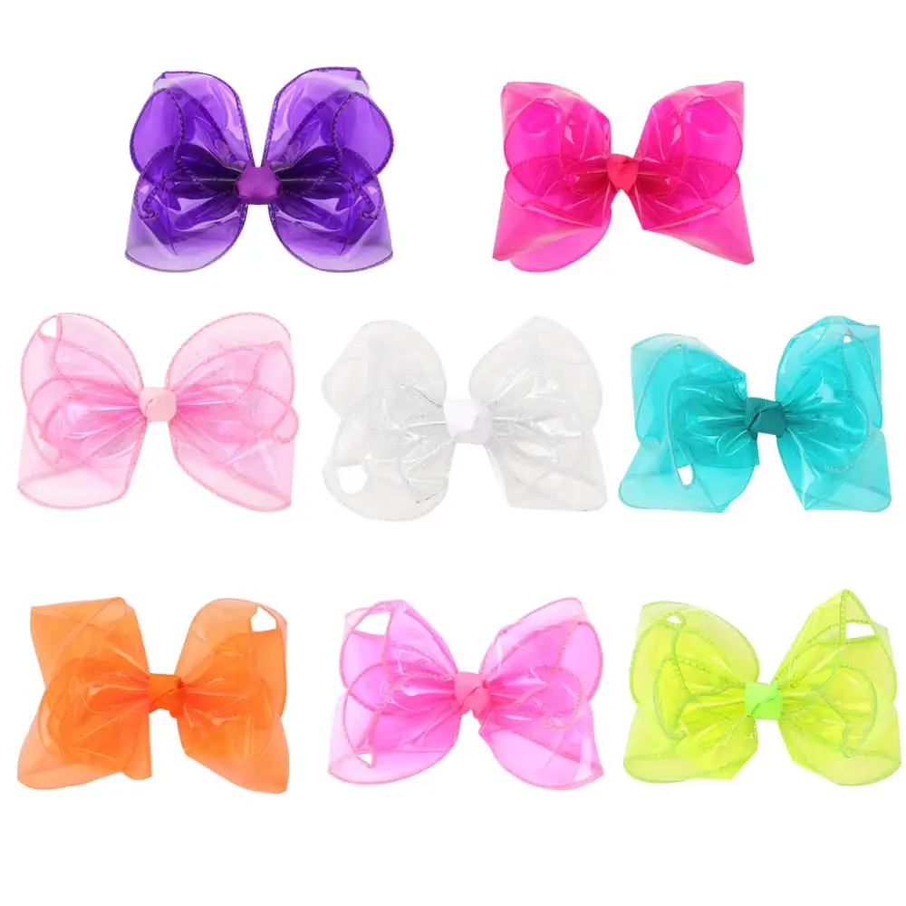 CN 5'' Swim Pool Hair Bows Hairclip Kids Jelly Bow Mini Bow Waterproof Hair Bow Girls Summer Fashion Headwear