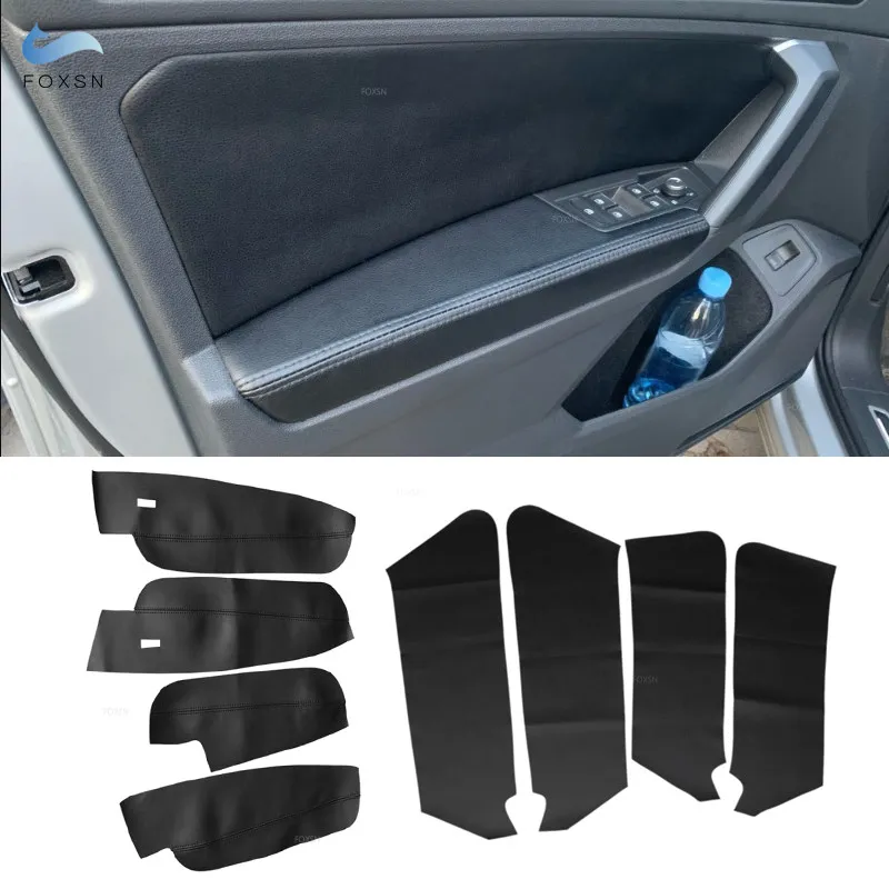 8pcs Soft Leather Door Armrest Cover For VW Tiguan 2017 2018 2019 Car Door Panel Guards / Door Armrest Panel Cover Trim