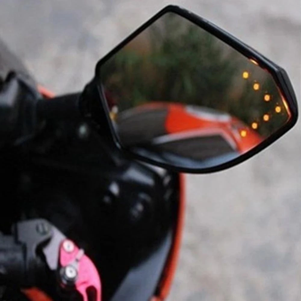 Hot Sale 2Pcs Side Mirrors Motorcycle Handlebar Mount Rearview Mirror with LED Turn Signal Lights Car Accessories