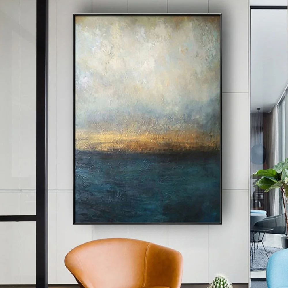 

Abstract Knife Image Sea Level Sunrise Handpainted Oil Painting On Canvas Large Wall Art Picture Modern Canvas Poster Home Decor