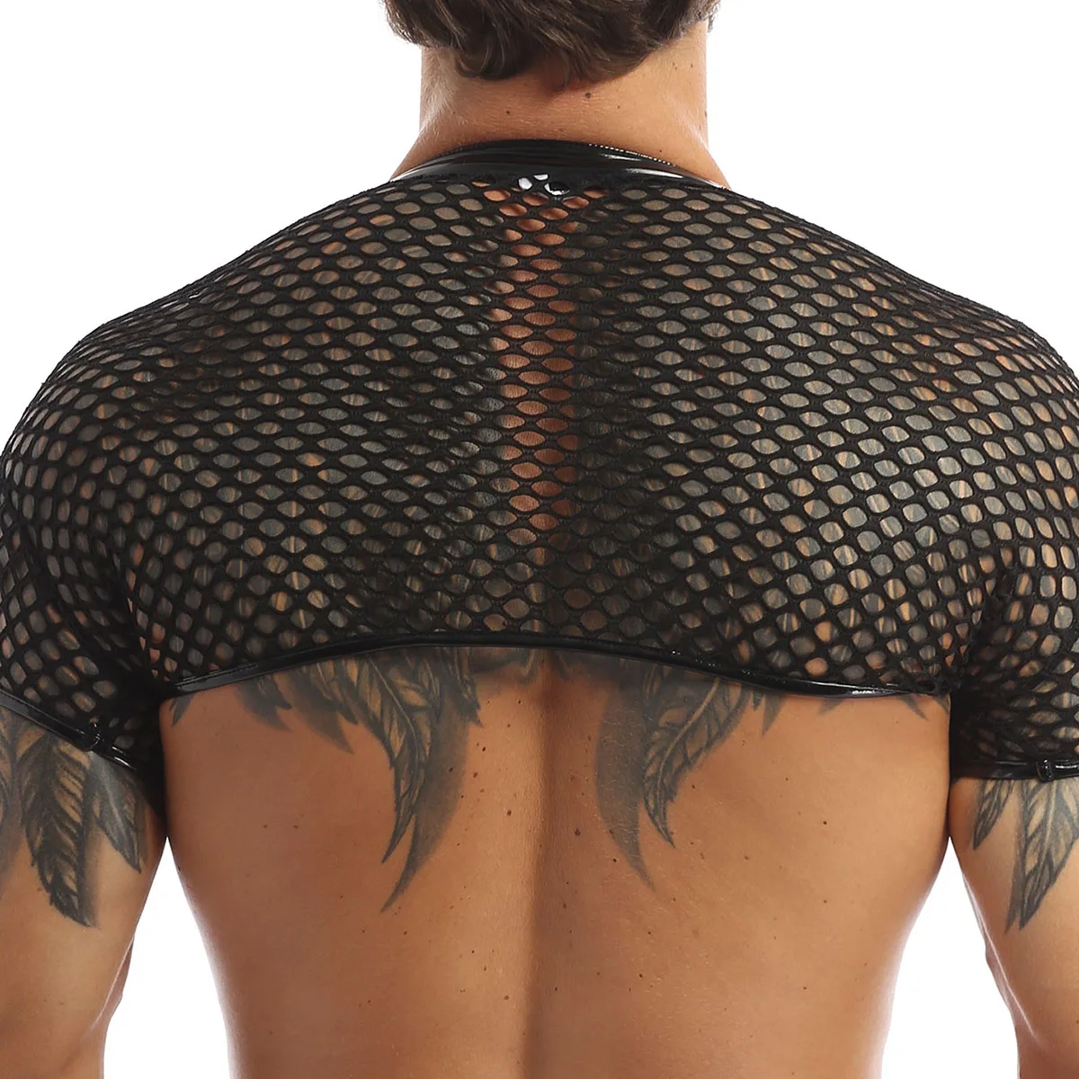 Men Mesh Fishnet T Shirt Transparent Vest Short Sleeve Hollow Out Sexy Muscle Crop Tops 2023 Streetwear Skinny Party Camisetas