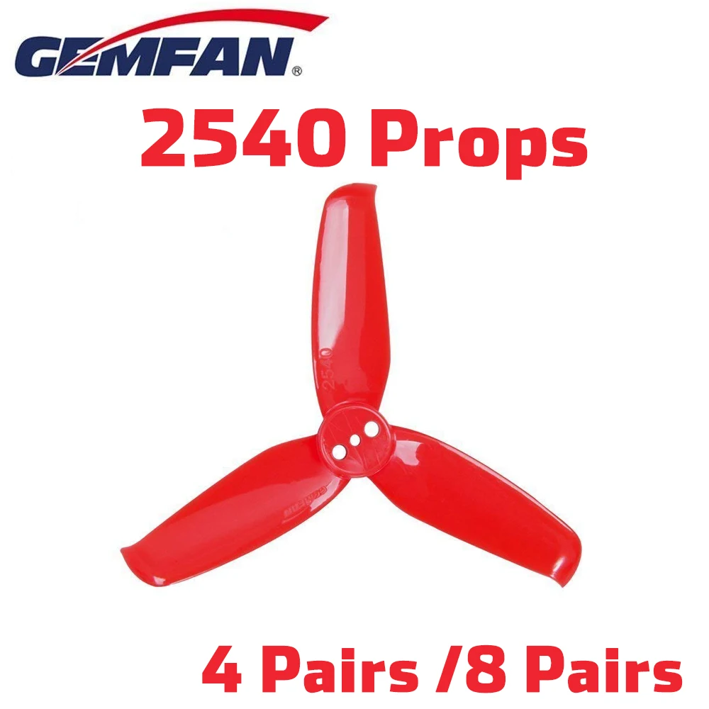 4 Pairs /8 Pairs Gemfan Flash 2540 3-Blade Propeller 2.5inch Triblade Props Compatible with 1105 1106 Brushless Motor for Props