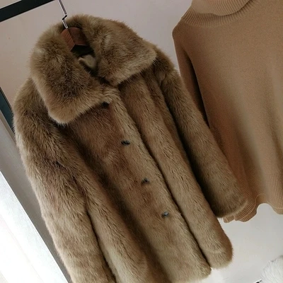 Top brand Style High-end New Fashion Women Faux Fur Coat S28  high quality