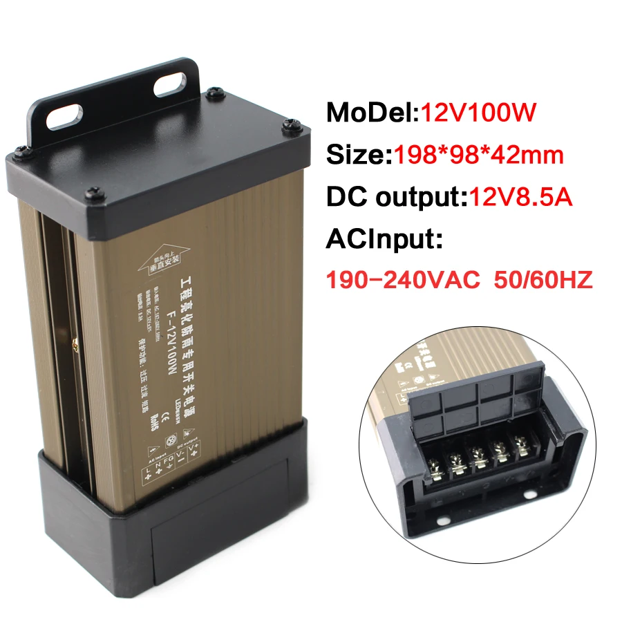 AC DC Transformer Rainproof Outdoor 220V 110V TO 5V 12V 24V AC TO DC LED Driver Power Supply 12 24Volt 5A 8.5A 12.5A 16A 20A 25A