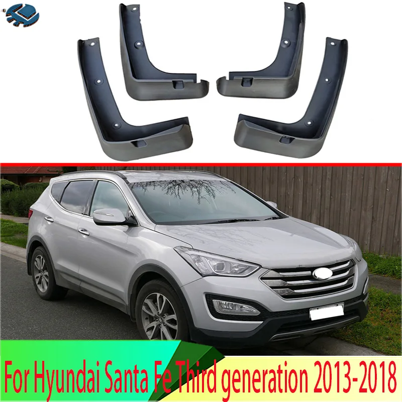 For Hyundai Santa Fe Third generation 2013-2018 4PCS Mud Flaps Splash Guards Fender Mudguard Kit Mud Flap Splash Guards Mudguard