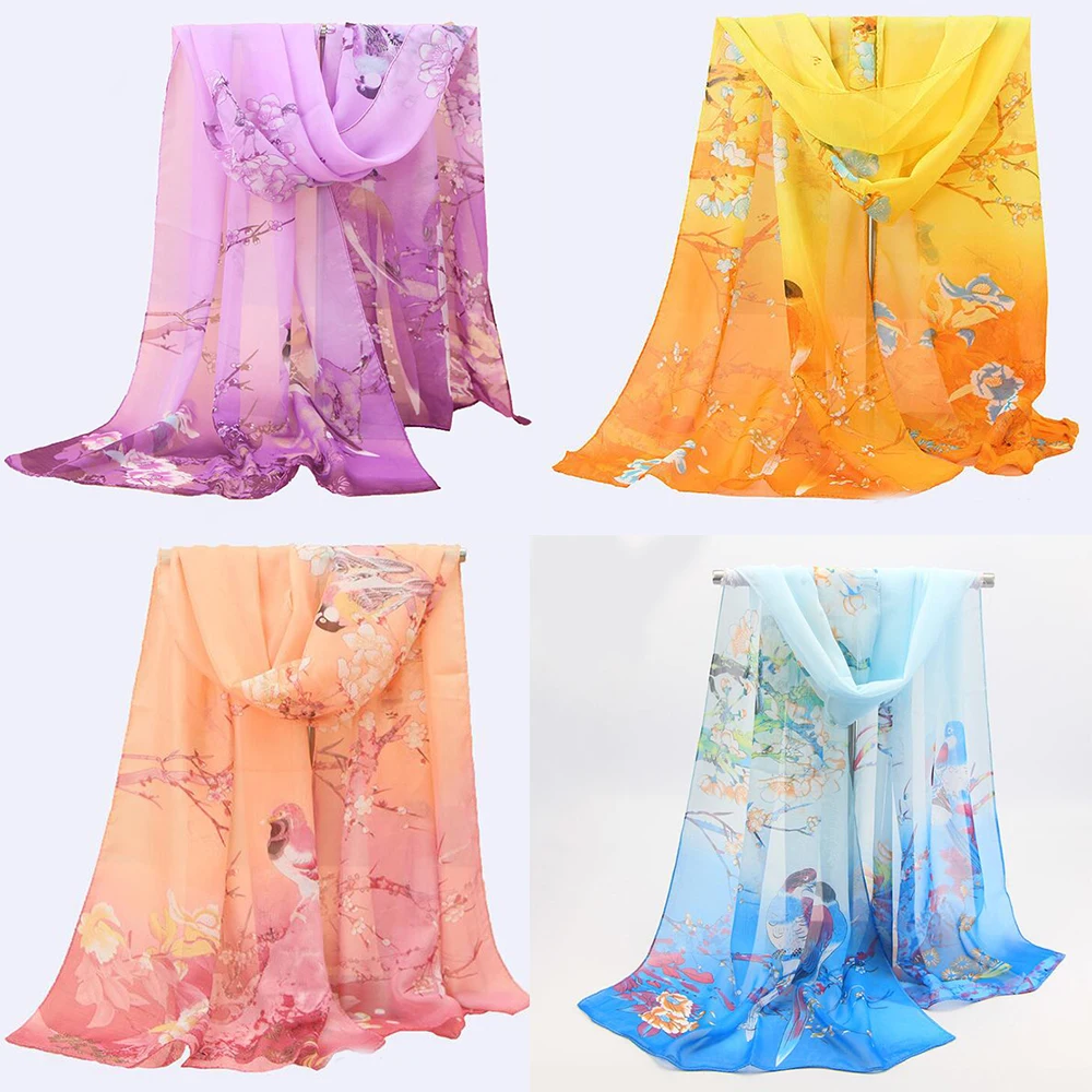 150CM Length Scarf For Women Ladies Girls Lightweight Print Floral Pattern Scarf Fashion Sunscreen Shawls Scarves Head Wraps