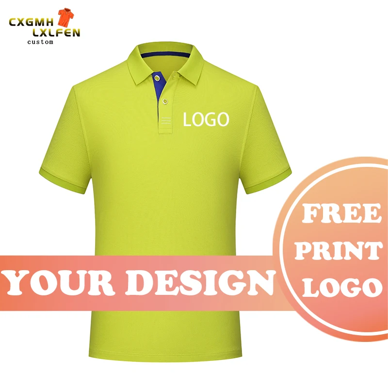 Summer comfortable and breathable 9-color POLO shirt custom unisex casual cotton lapel short-sleeved shirt printing brand text