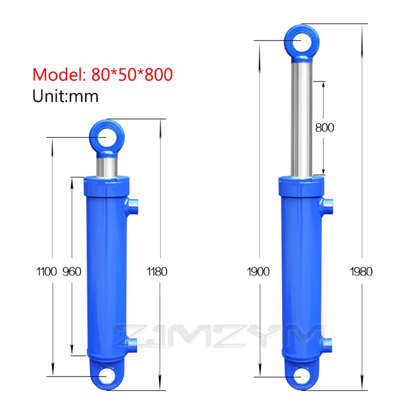 80-50-800 Hydraulic Oil Cylinder Small Bidirectional Lifting Platform Accessories 8 Tons Hydraulic Tools Hydraulic Ram 800mm