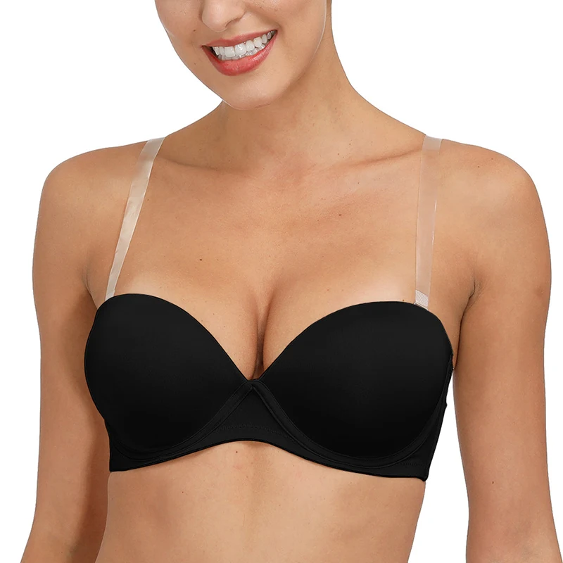 

New Women's Sexy Bras Adjusted Convertible Strapless Multiway Cross Regular Brassiere Push Up Bra Invisible Plunge Plus Size