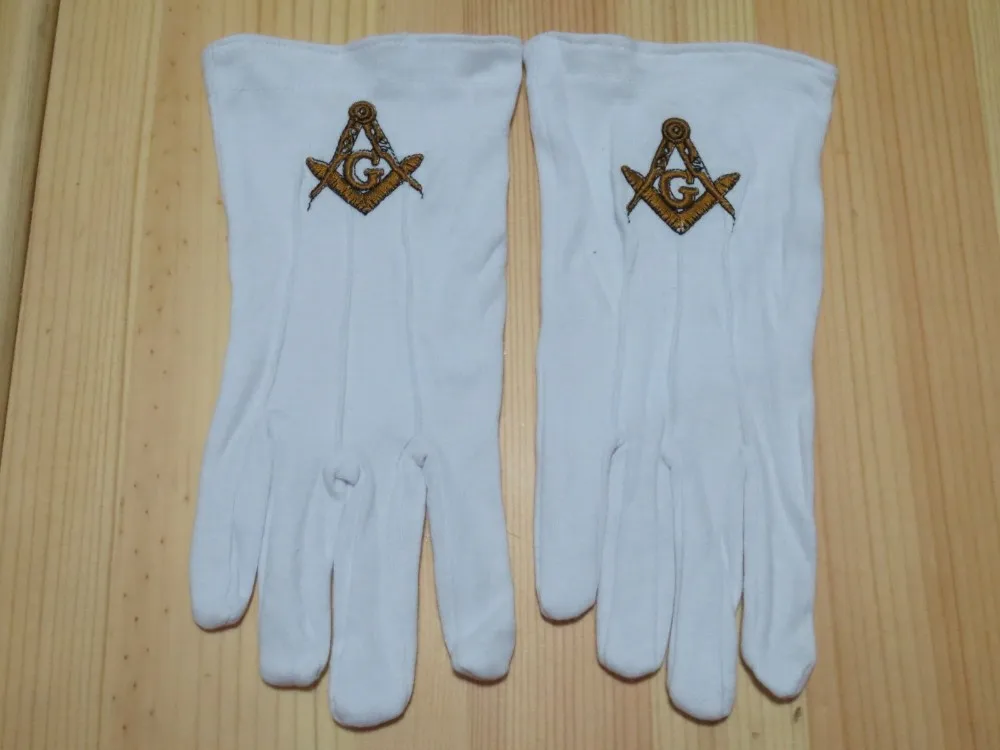 Hot sale High quality Masonic Gloves Mason Freedom Customized Made Embroidery gloves N5