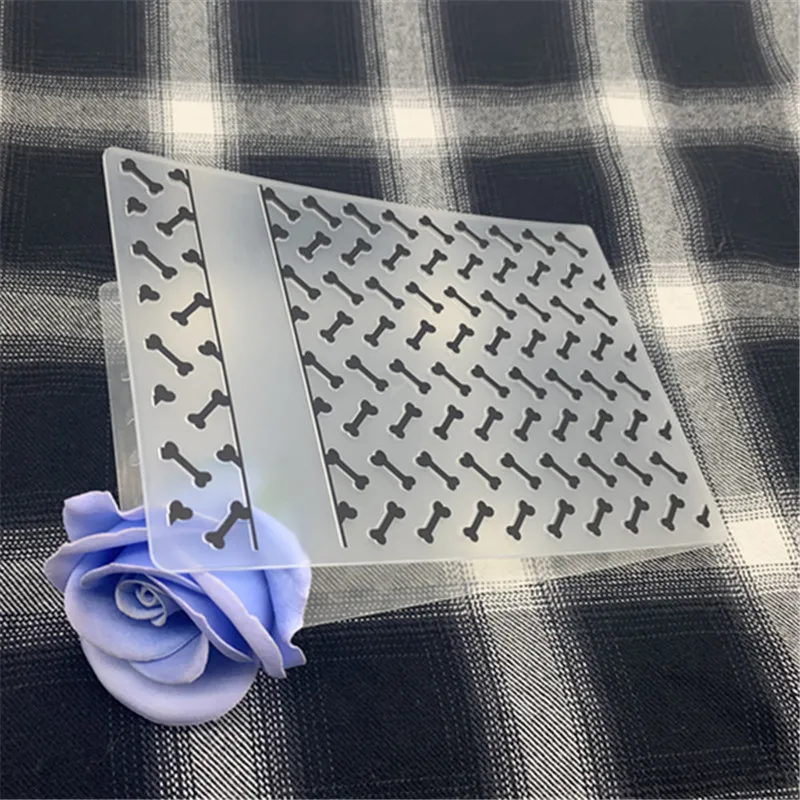 Embossing plastic folding making   Dog eating bone  greeting card background Used for DIY scrapbook folder embossing mold