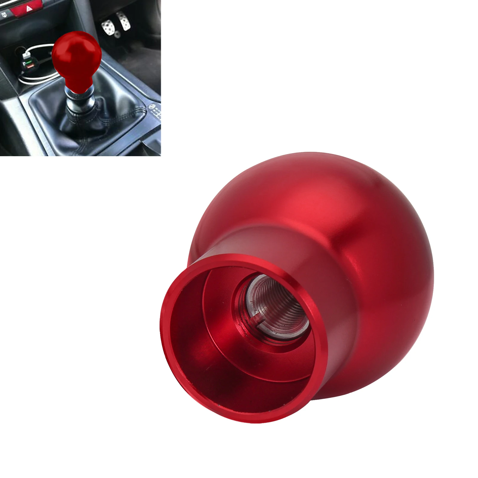 Red Manual Shift Knob Round Ball 12x1.25MM Threaded For 2008-2014 Mustang Focus RS Fiesta ST Subaru Including WRX STI Impreza XV