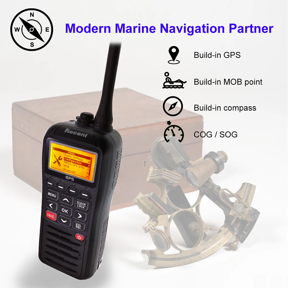 Recente RS-38M vhf rádio marinho embutido gps 156.025-163.275mhz float transceptor tri-assista ip67 walkie talkie à prova dip67 água