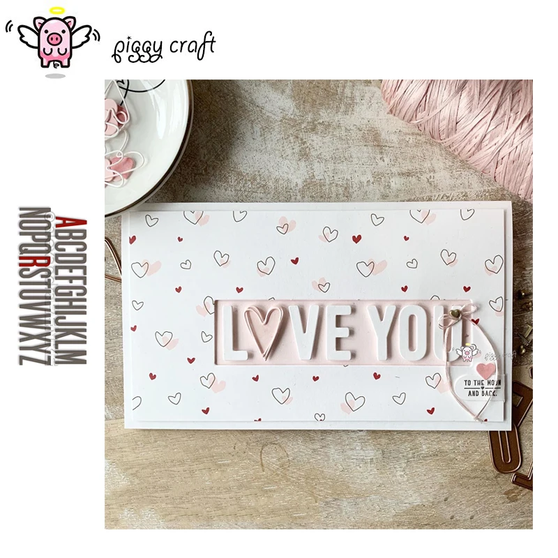 Piggy Craft metal cutting dies cut die mold Capital letter decoration Scrapbook paper craft knife mould blade punch stencils die