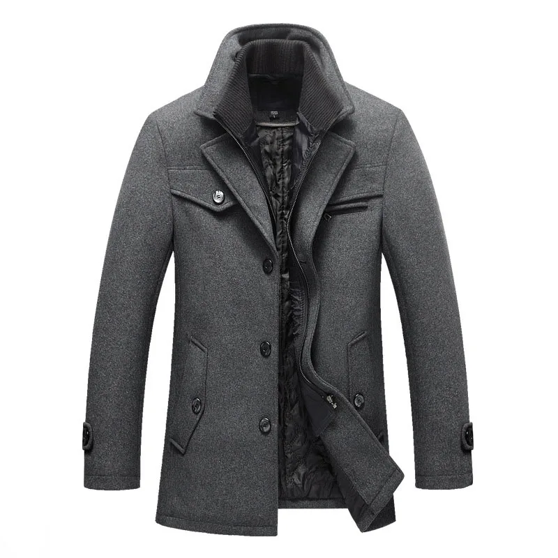 New Winter Wool Coat Slim Fit Jackets Mens Casual Warm Outerwear Jacket and coat Men Pea Coat Size M-4XL DROP SHIPPING