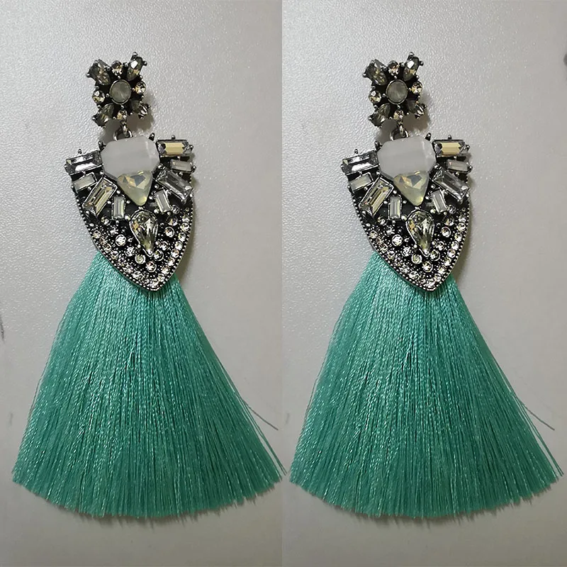 Bohemian Pink Long Tassel Earrings Vintage crystal Flower Drop Dangle Earrings For Women Wholesale Wedding christmas Jewelry