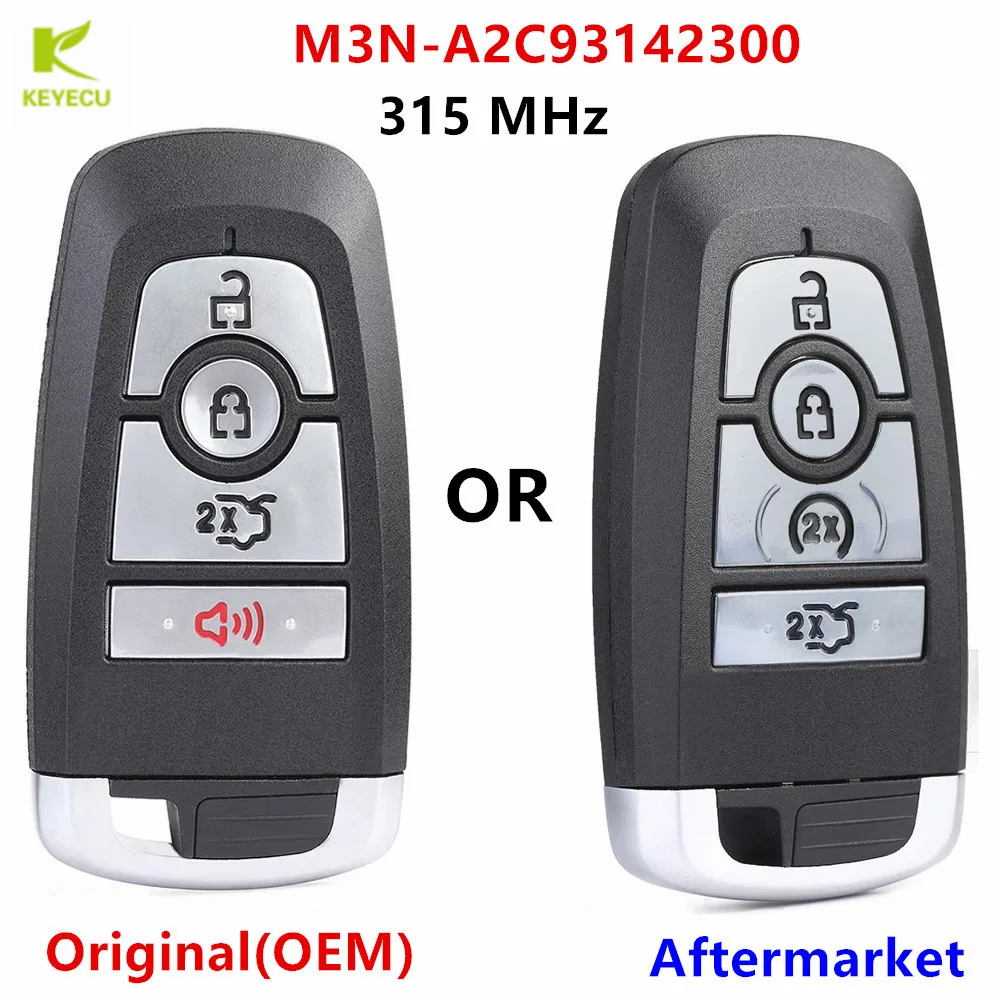 

KEYECU Aftermarket Smart Remote Key FOB 4 Button 315Mhz for Ford Edge Explorer Fusion Mustang 2018-2020 M3N-A2C93142300