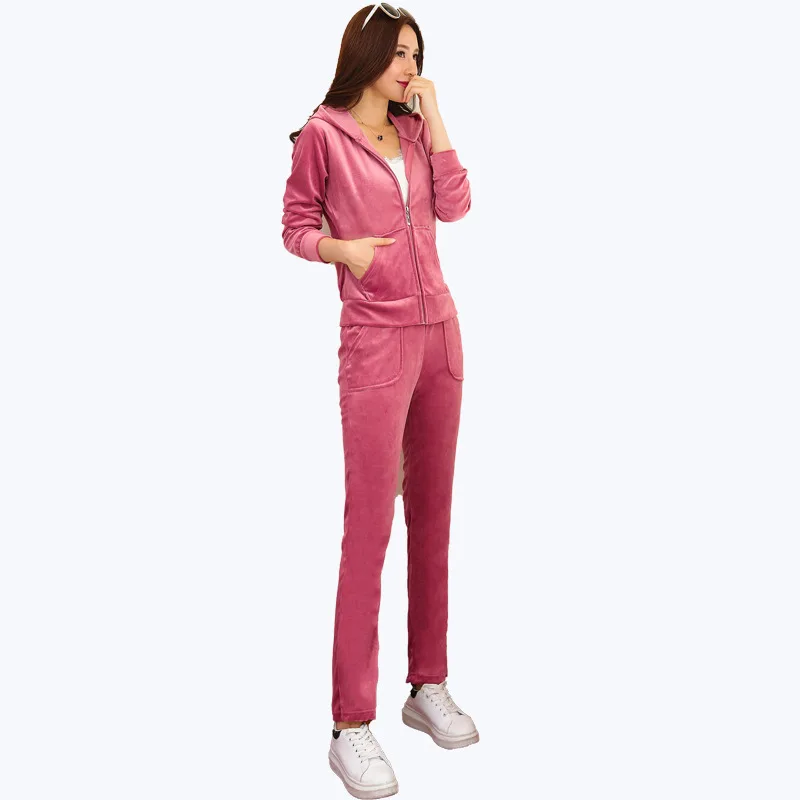 M-3XL Size Juicy Lovers Brand Fashion Women Sporting Suits Velvet Women Tracksuits Outdoor Exercise Yoga Comfort Sportswear suit