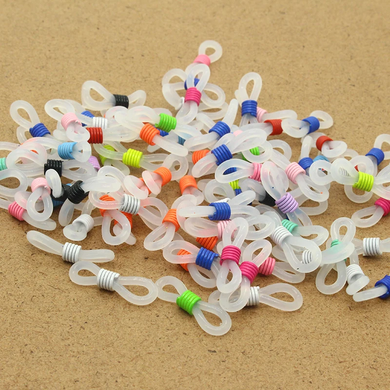 30pcs/pack Transparent Frosted Silica Gel Glasses Chain Connector Findings Reading Glasses Bracket Connectors Jewelry Accessory