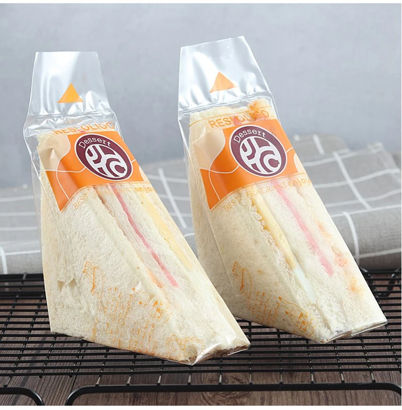 100pcs Sandwich Plastic Packaging Transparent Triangle Bags For Bread Butty Bags Birthday Party Decoration Treat