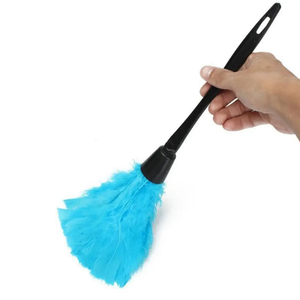 1pc Natural Turkey Feather Duster Anti-static Soft Cleaning Brush Portable Handheld Dust Cleaner for Home Office Car Dashboard