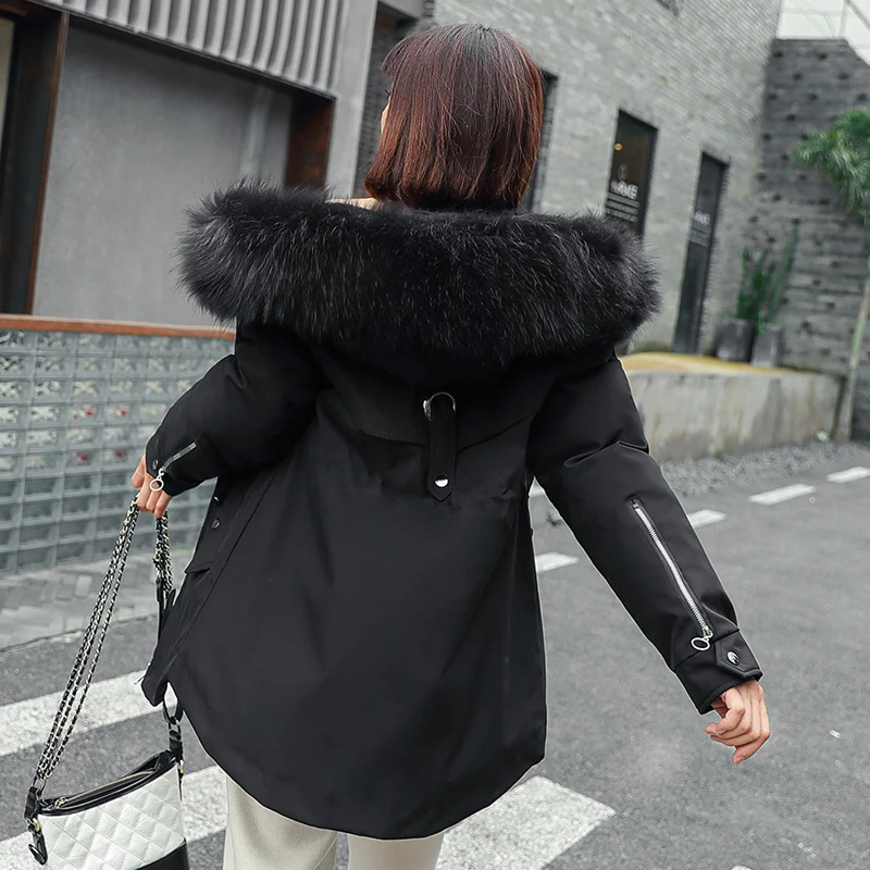 Solid Long Woman Parkas Hooded Wool Liner Women's Winter Jackets Plus Size With Fur Collar Loose Casual Thick Female Cold Coat