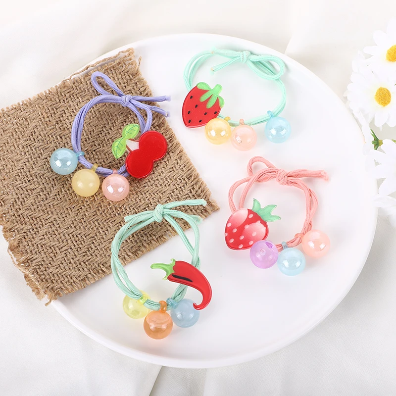 1PCS Lovely chili Ball Elastic Hair Bands For Girls Handmade Bow Creativity Headband Scrunchy Kids Hair Accessories For Women